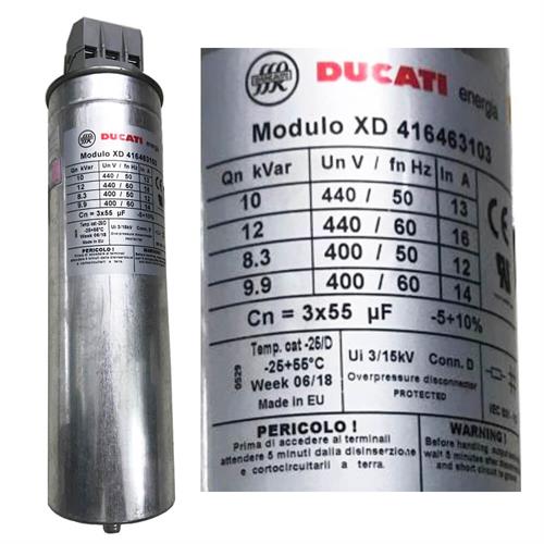TỤ BÙ KHÔ DUCATI 3P 10KVAr 415V ( XD416462100 )